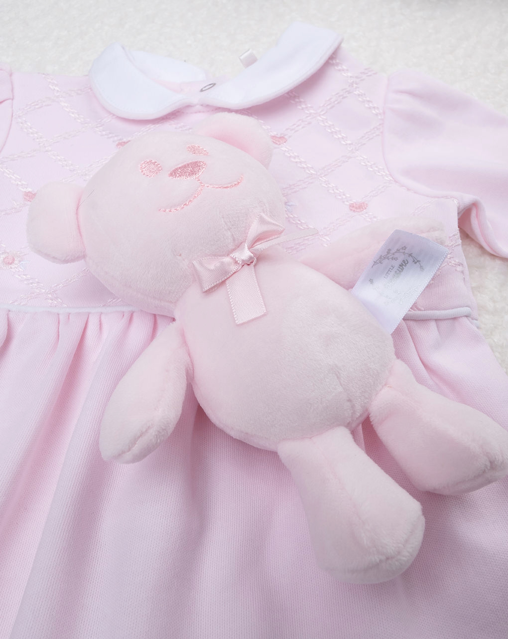 Fato de dormir cor-de-rosa com bordados e ursinho de peluche - Prénatal