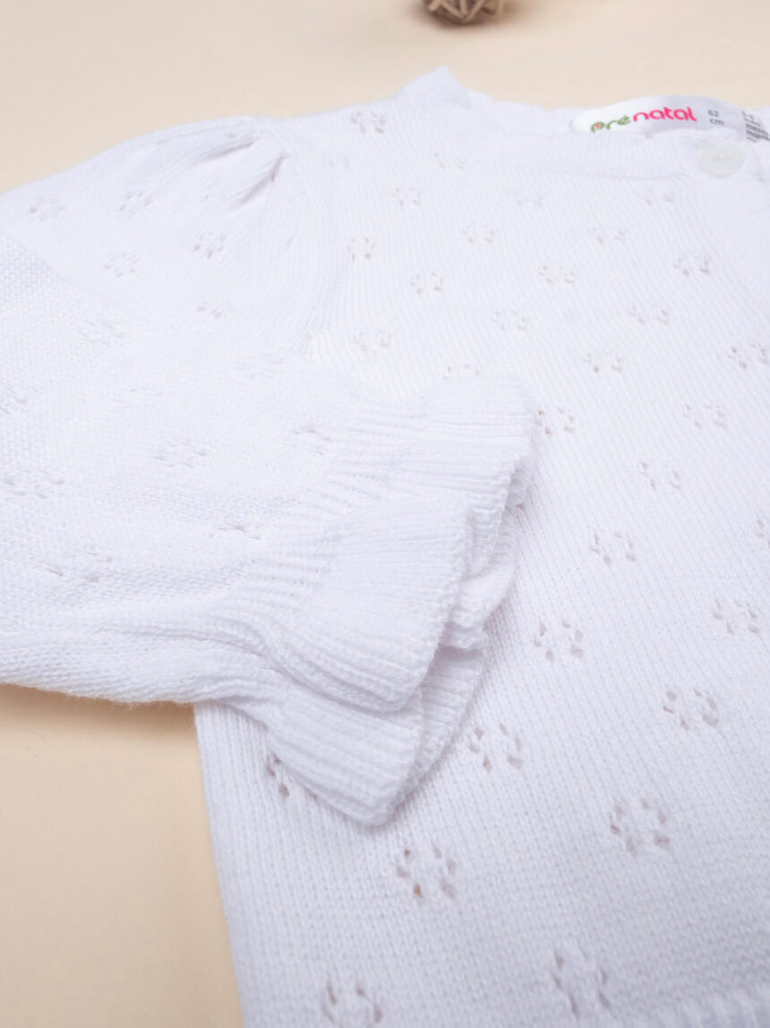 Casaco perfurado de tricot branco para rapariga - Prénatal