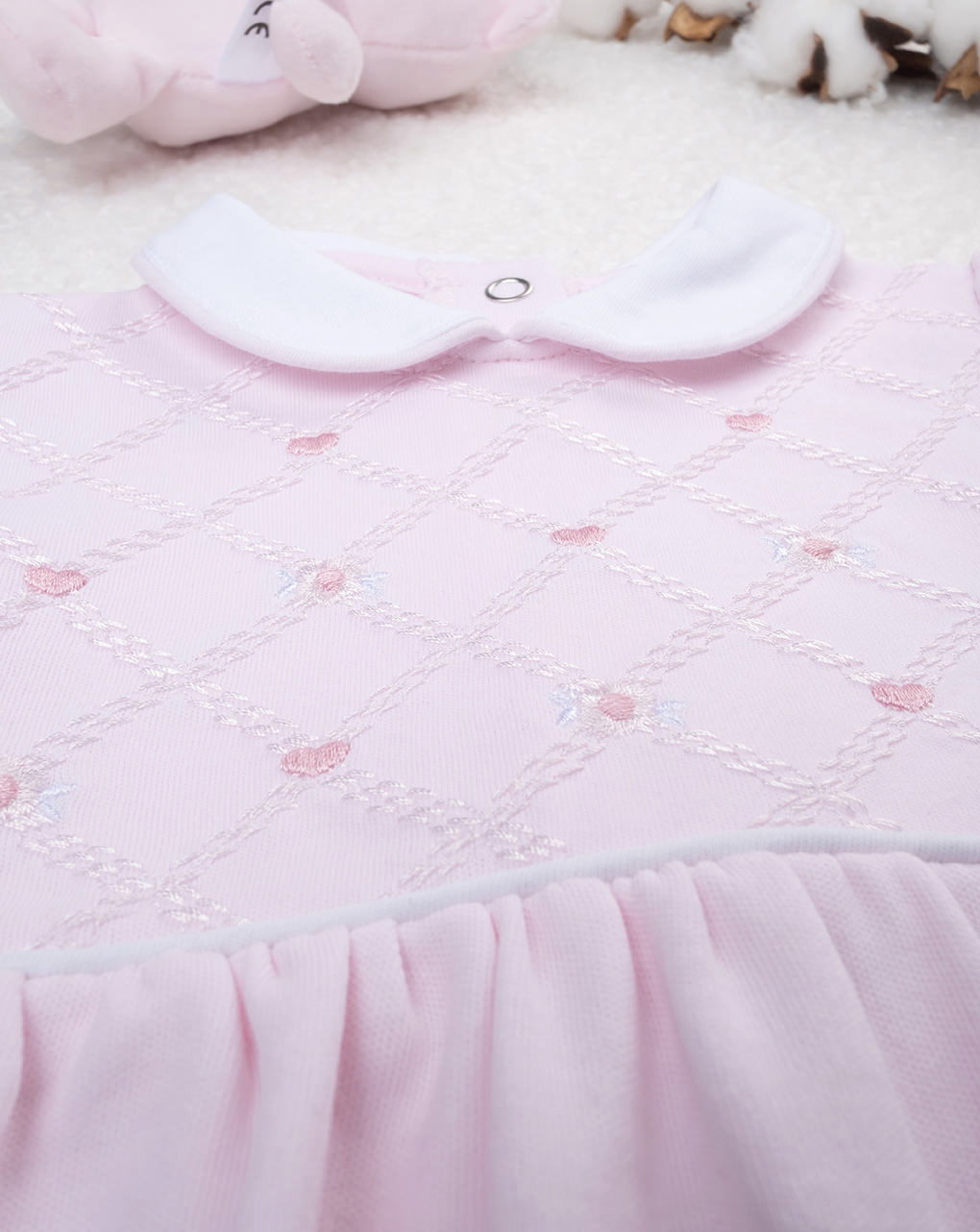 Fato de dormir cor-de-rosa com bordados e ursinho de peluche - Prénatal
