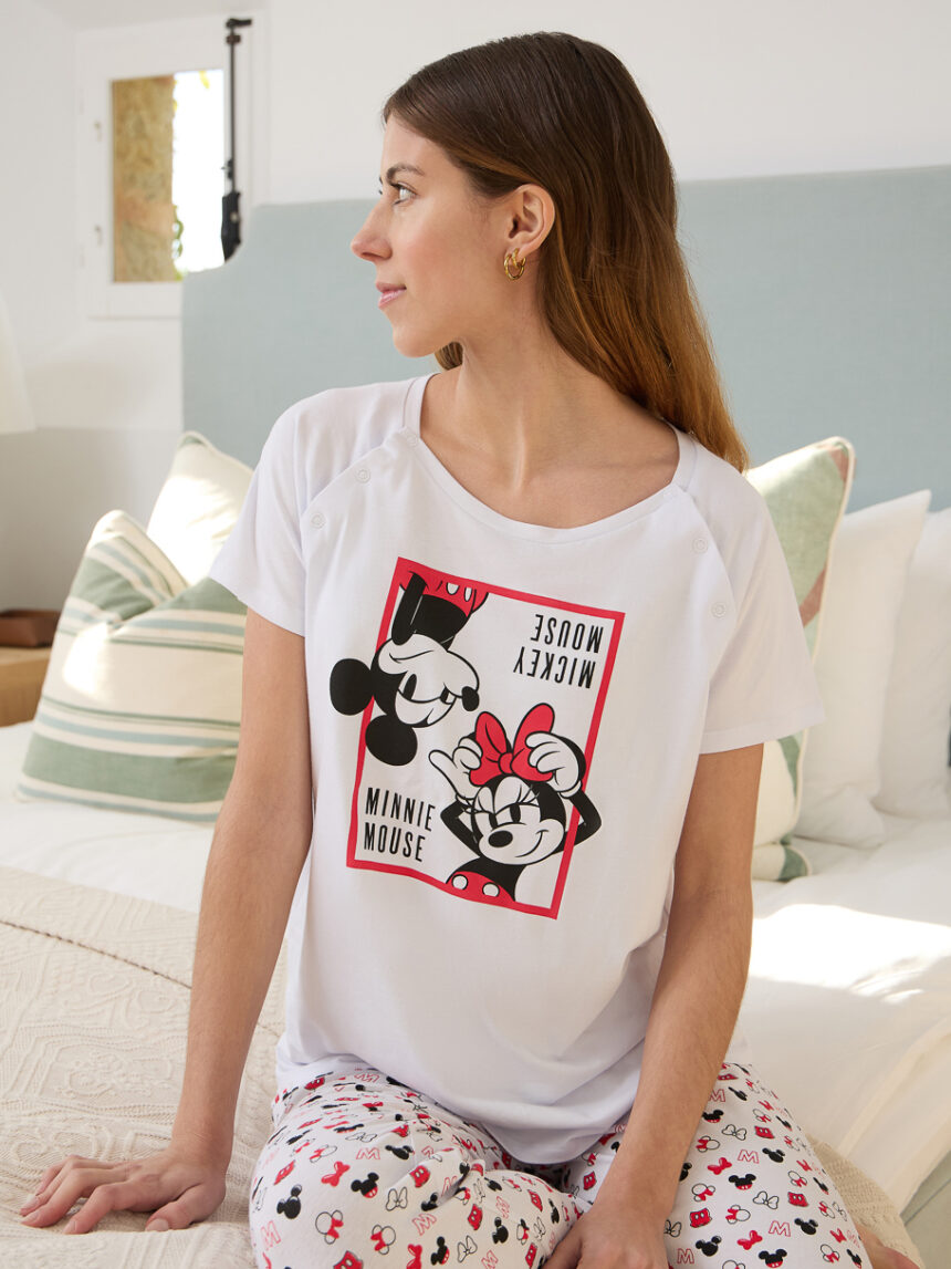 Pijama de amamentação com estampado "mickey e minnie mouse - Prénatal
