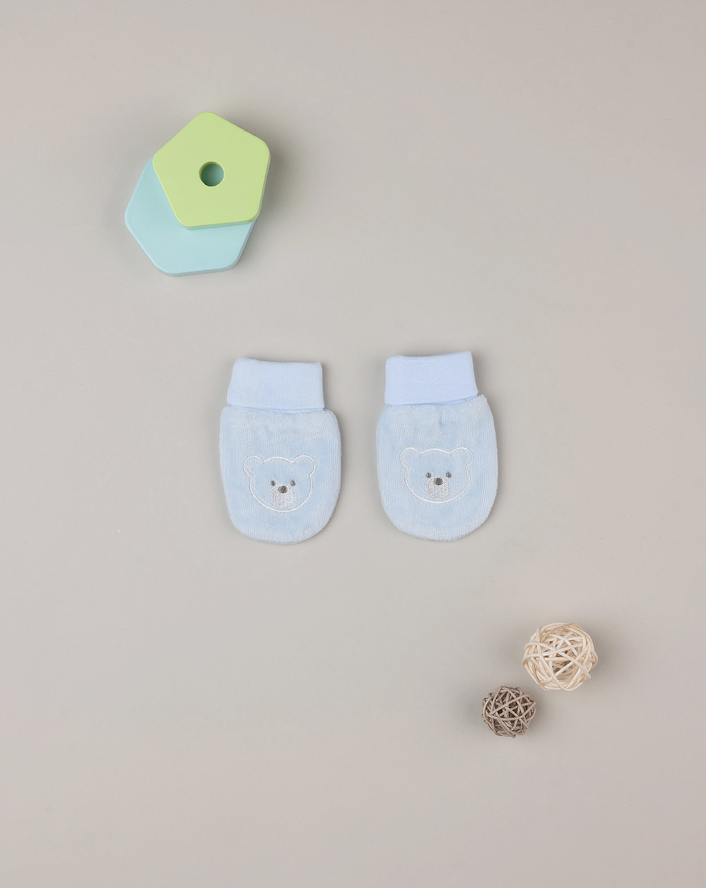 Luvas de chenille azul bebé - Prénatal