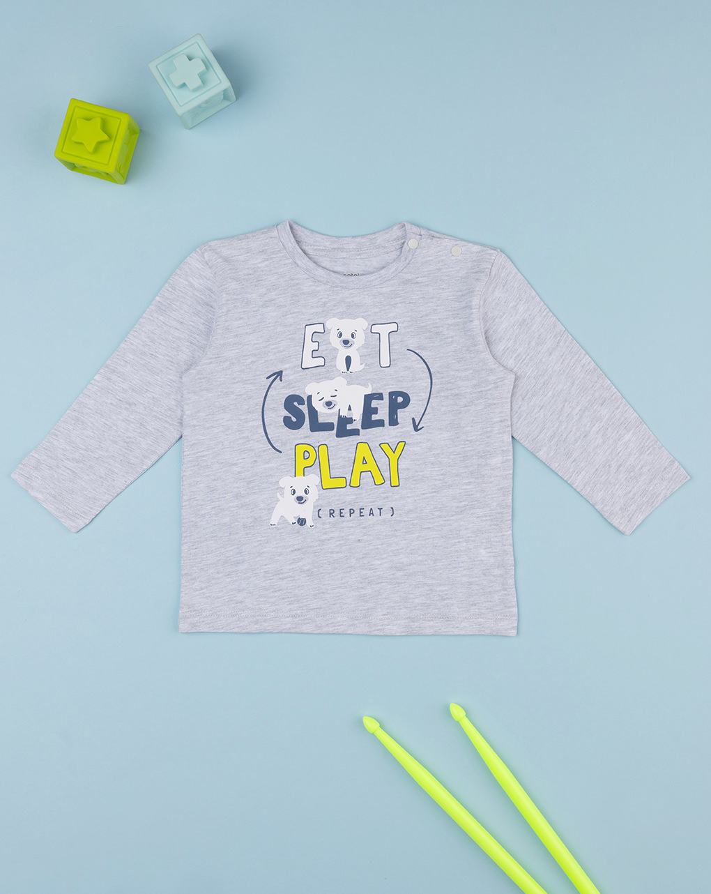 T-shirt para criança com estampado cinzento - Prénatal