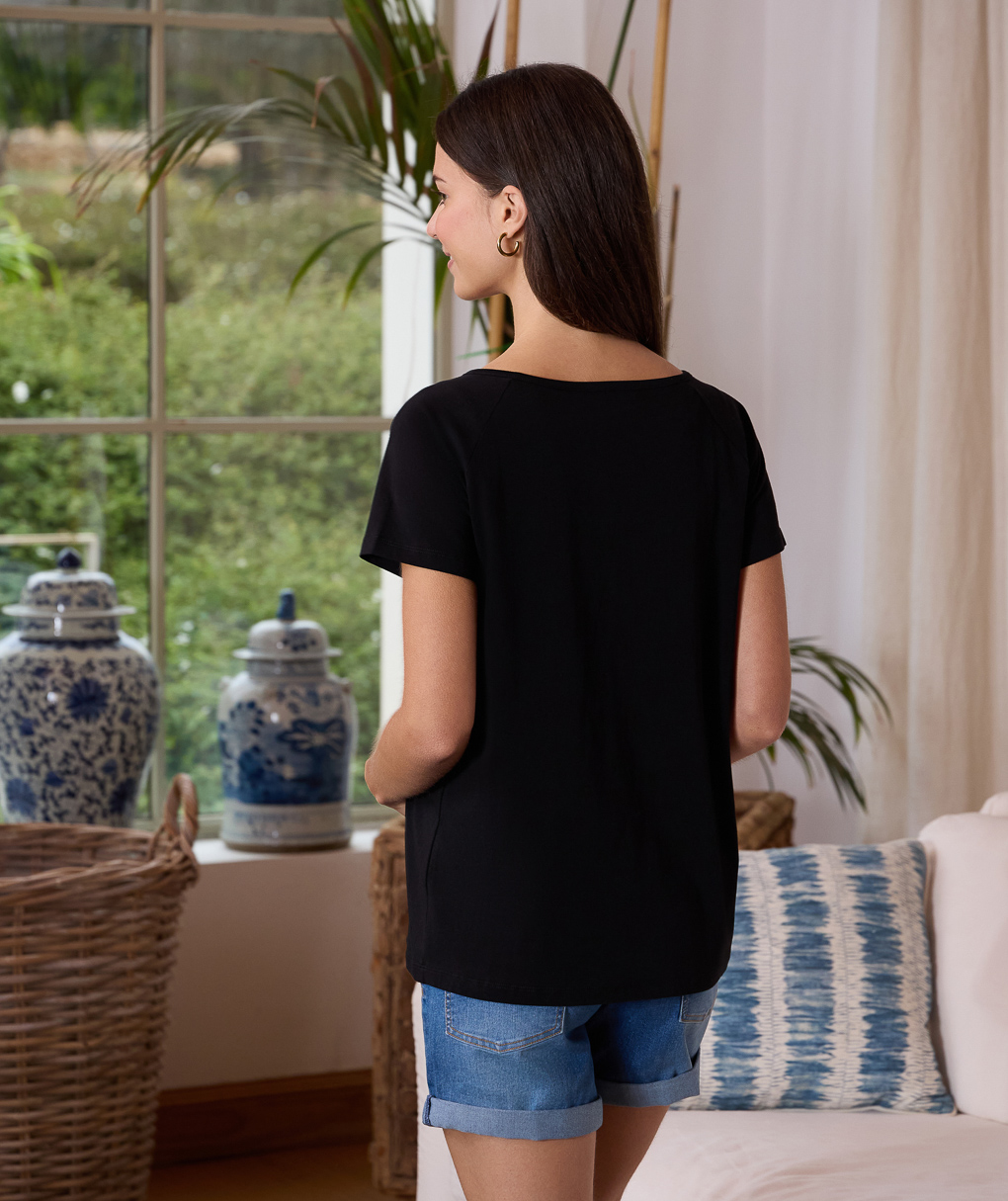T-shirt de amamentação preta com estampado "minnie - Prénatal