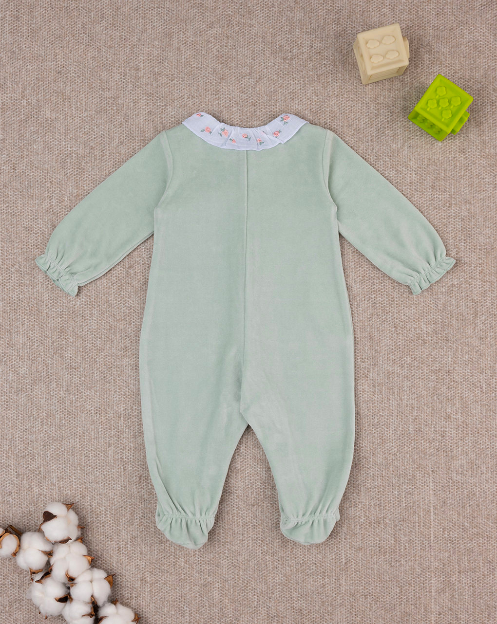 Fato de dormir em chenille verde para bebé menina - Prénatal