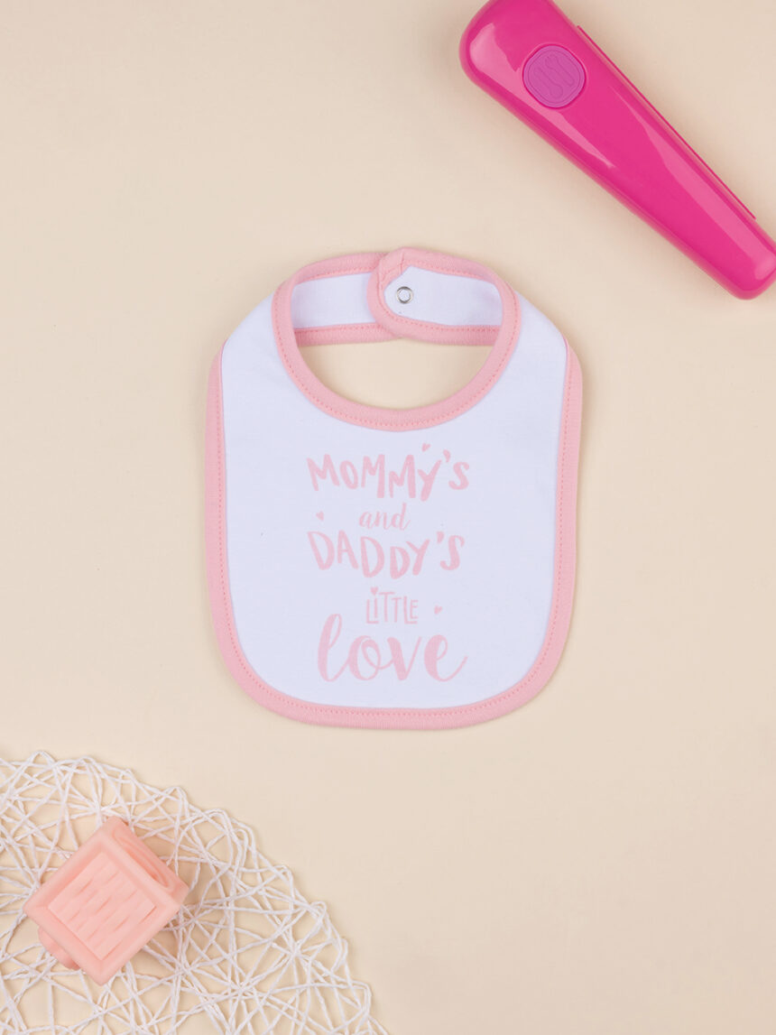 Babete cor-de-rosa para bebé menina com escrita - Prénatal