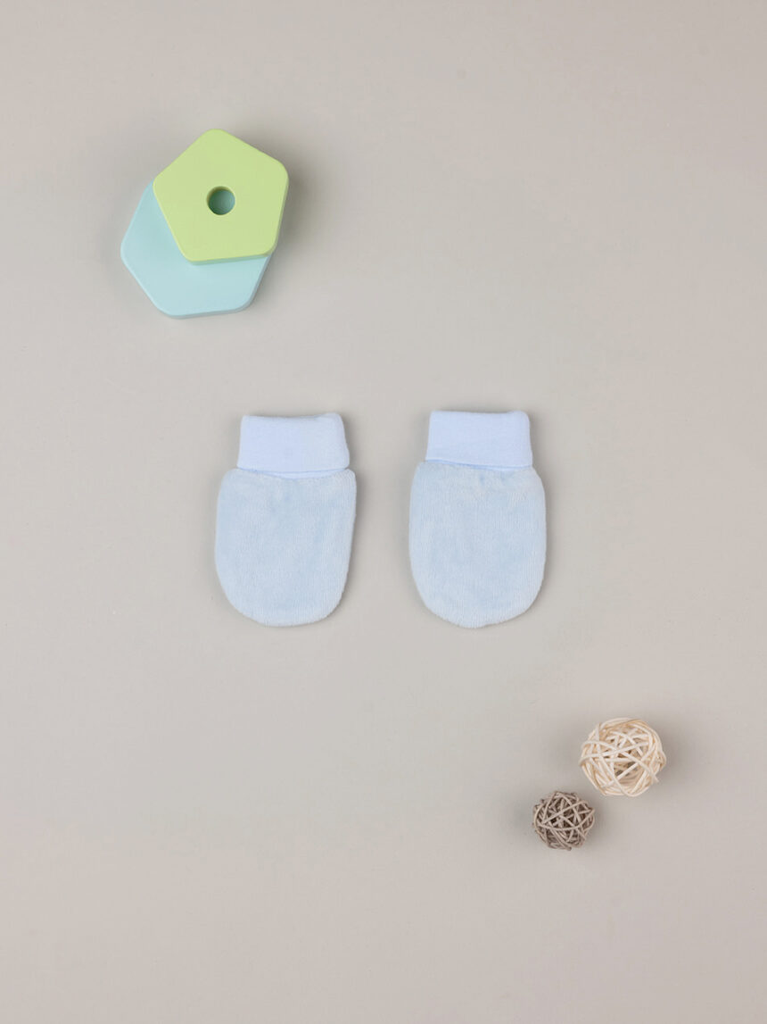 Luvas de chenille azul bebé - Prénatal