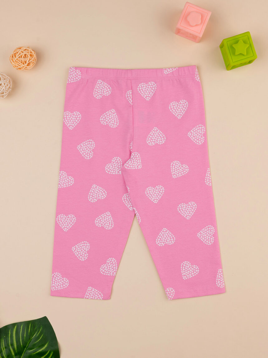 Leggings cor-de-rosa em forma de coração para rapariga - Prénatal