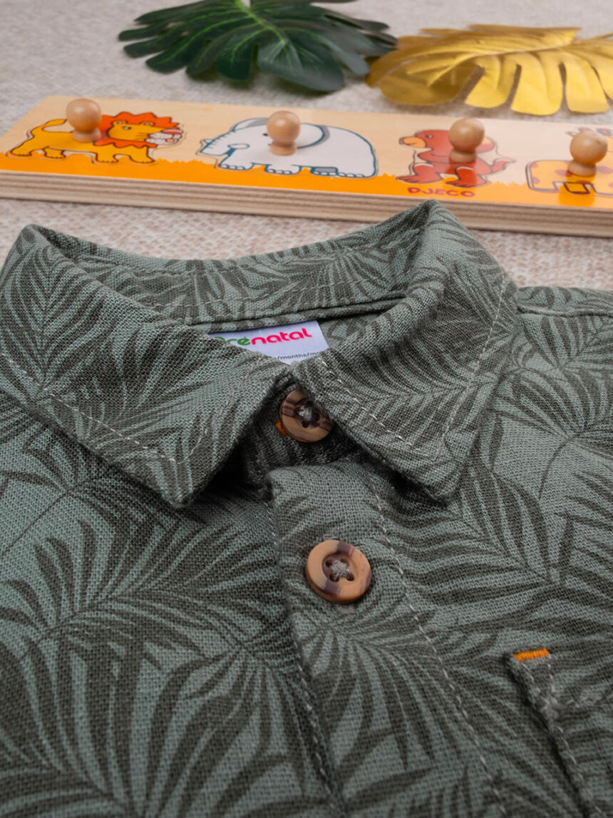 Camisa de linho verde para rapaz - Prénatal