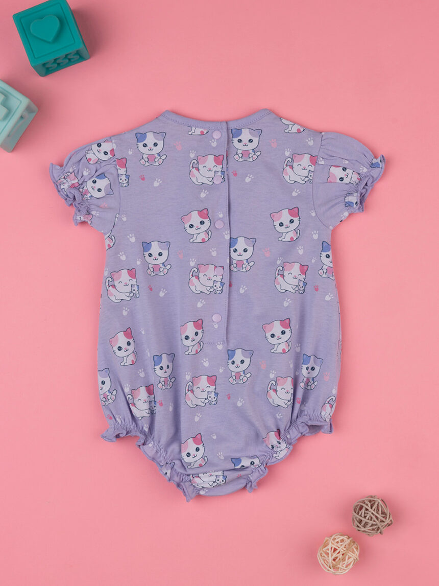 Macacão de manga curta lilás para bebé menina - Prénatal