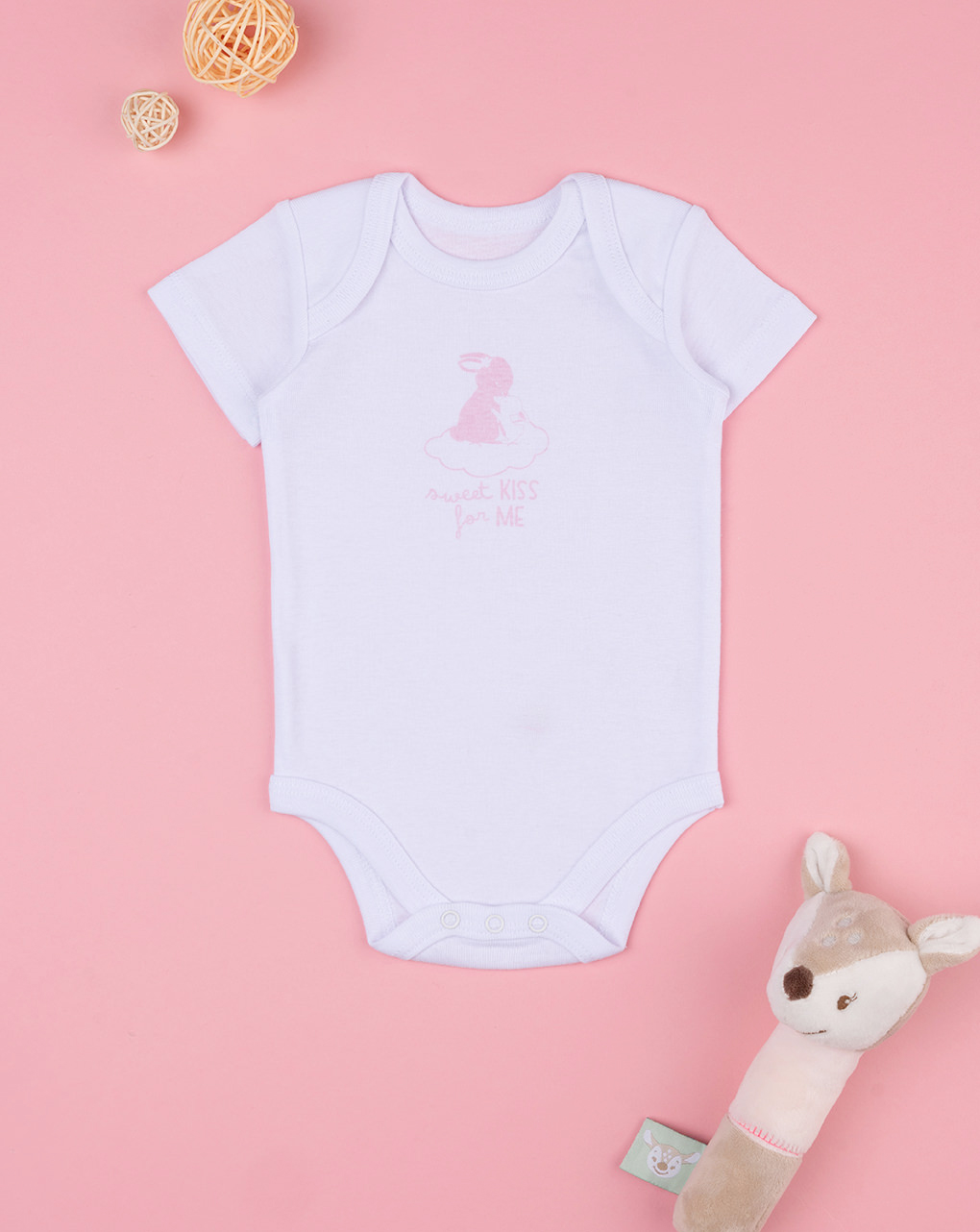 Body de bebé branco meia manga com estampado - Prénatal