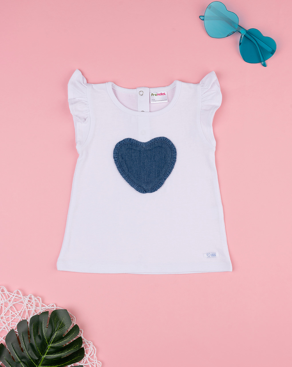 T-shirt branca coração para rapariga - Prénatal