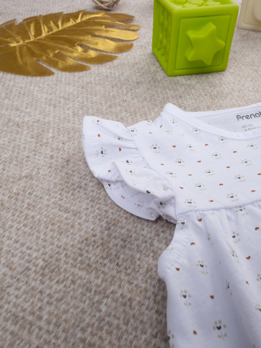 Macacão branco de algodão orgânico para bebé menina - Prénatal