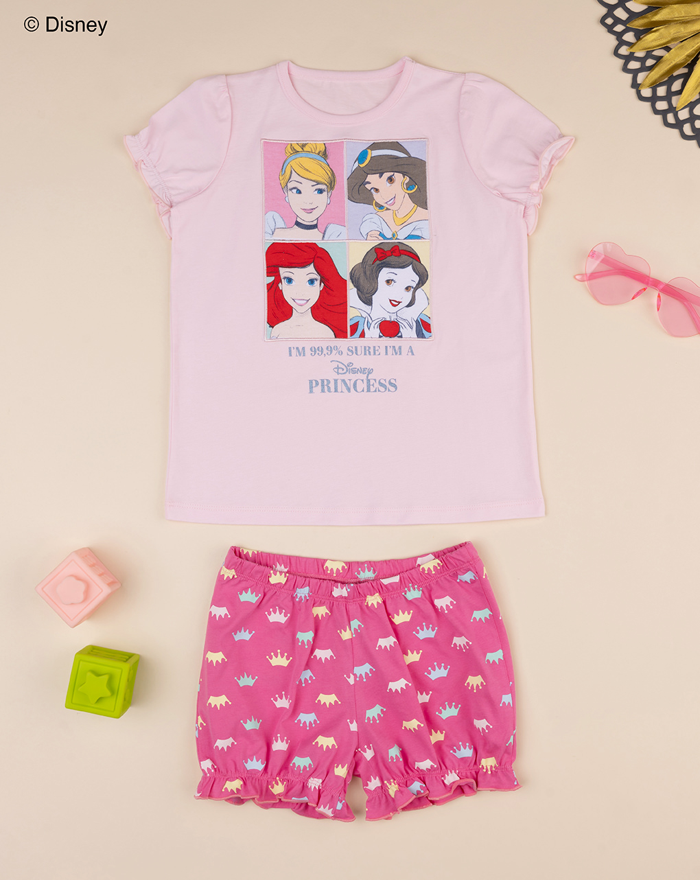 Pijama de princesas cor-de-rosa para bebé - Prénatal