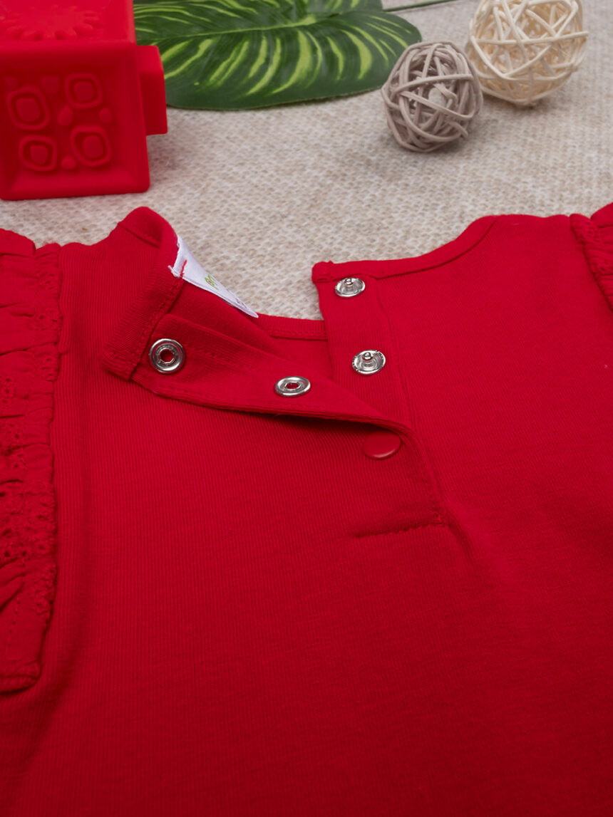 T-shirt rossa bimba firll sangallo - Prénatal