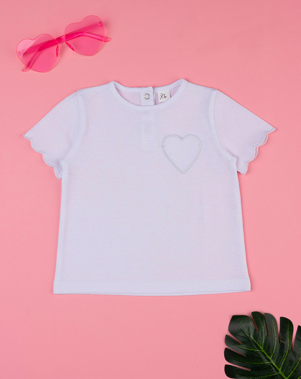 T-shirt de manga curta coração para bebé menina - Prénatal