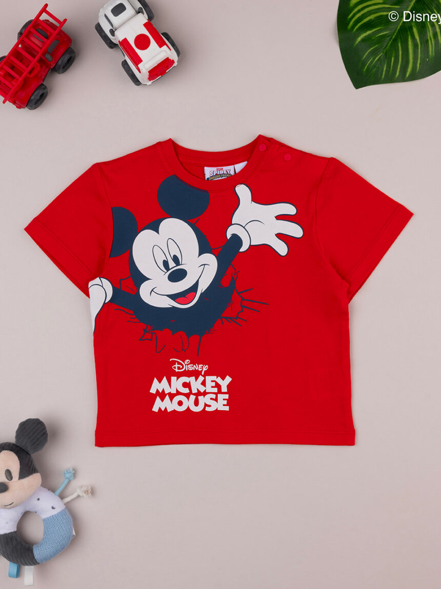 T-shirt bimbo rossa mickey mouse - Prénatal