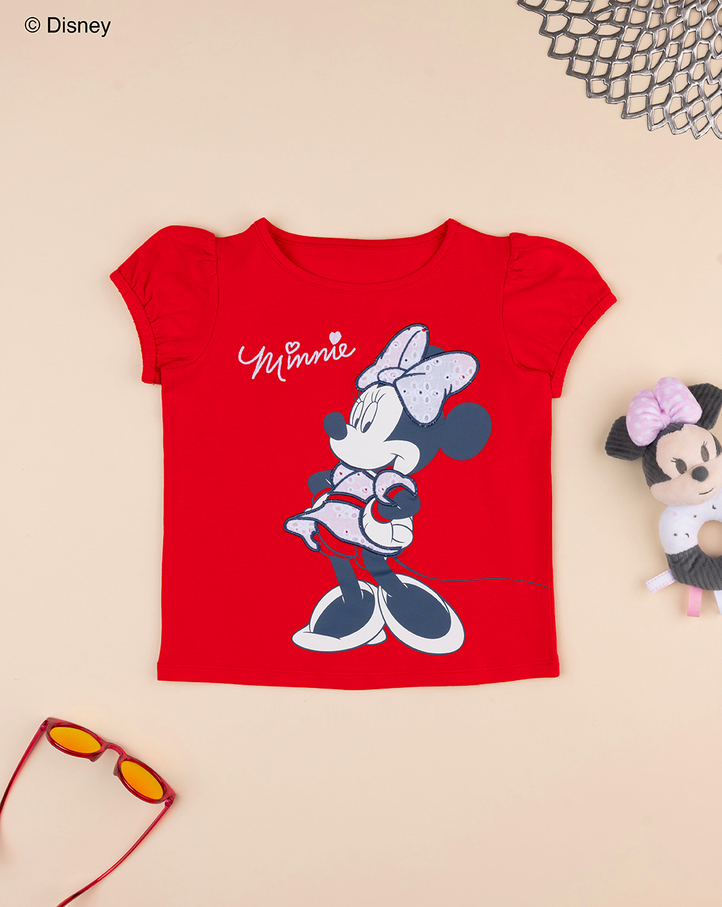 T-shirt disney minnie vermelha para menina - Prénatal