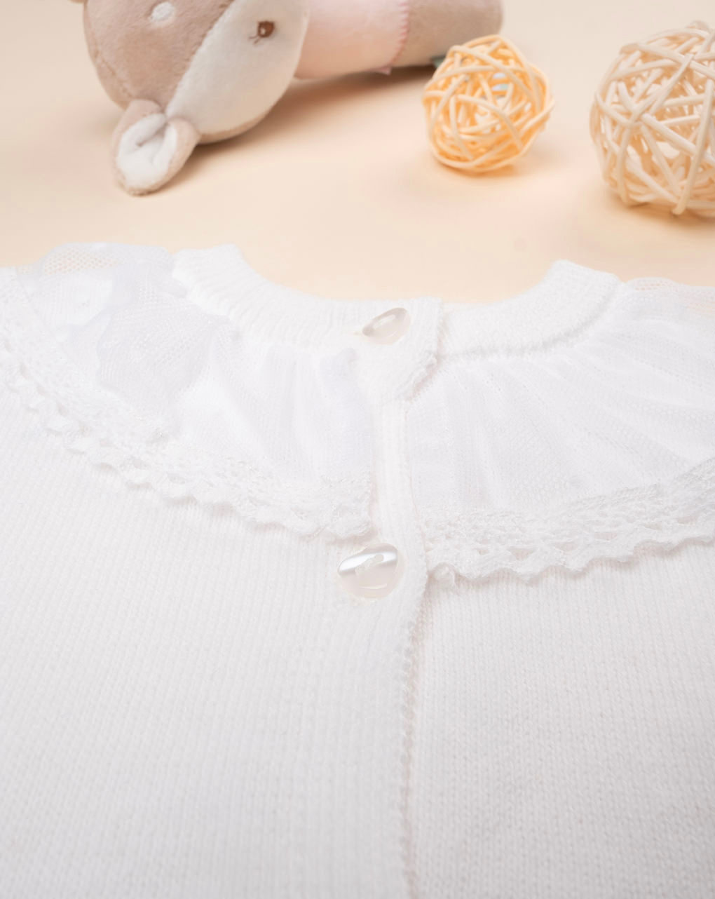 Casaco de tricot branco para rapariga - Prénatal