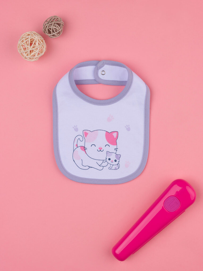 Babete de gatinho lilás para bebé - Prénatal