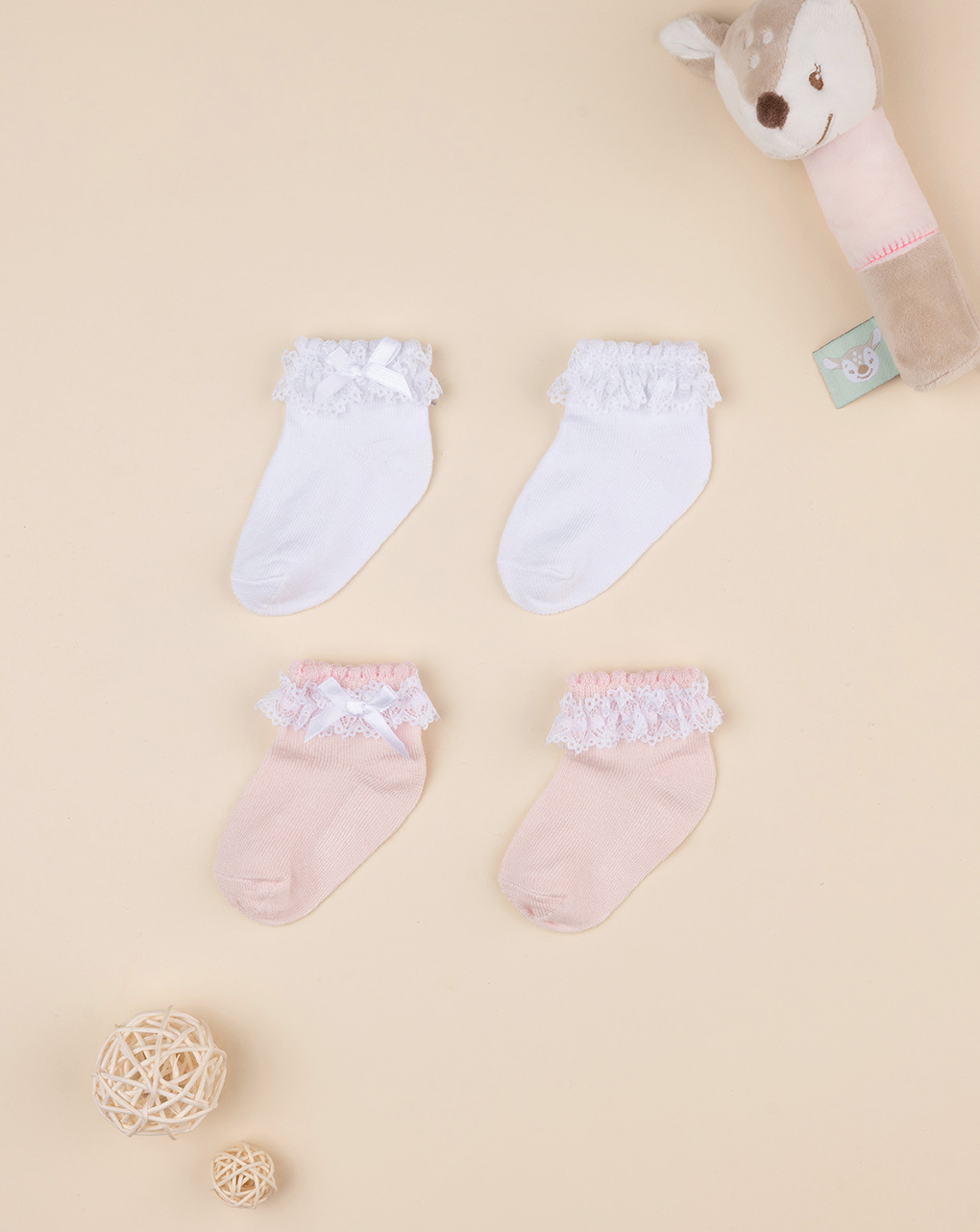 Pack 2 meias curtas para bebé algodão orgânico - Prénatal