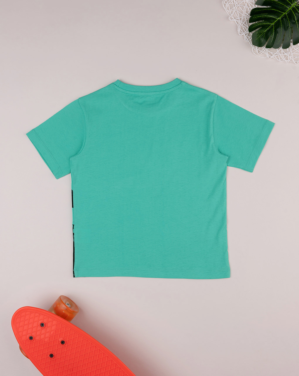 T-shirt verde de manga curta para criança com estampado - Prénatal