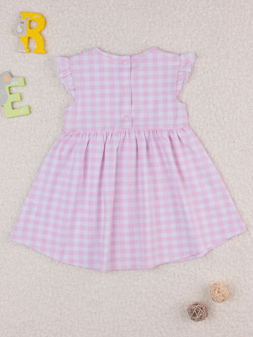 Vestido de verão xadrez cor-de-rosa para rapariga - Prénatal