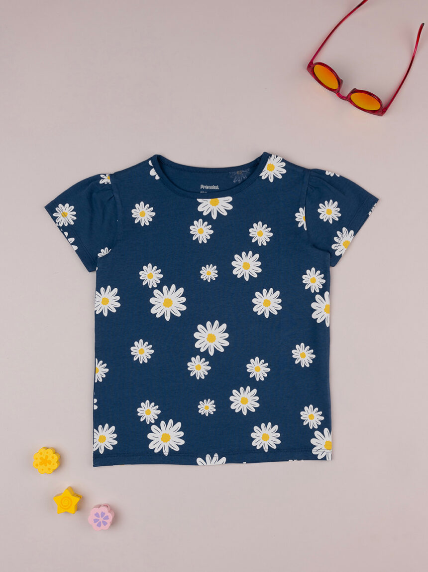T-shirt azul "daisies" de manga curta - Prénatal