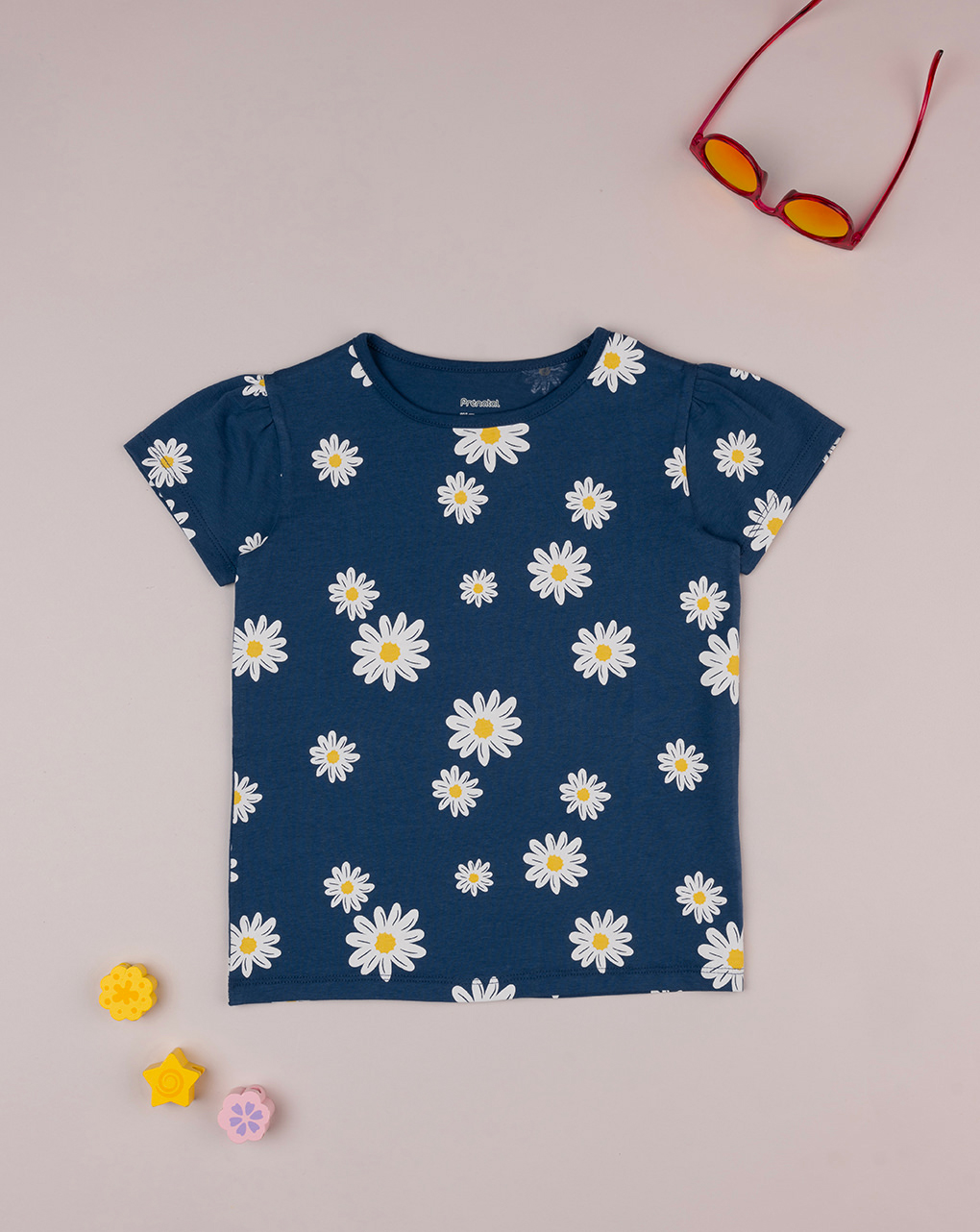 T-shirt azul "daisies" de manga curta - Prénatal