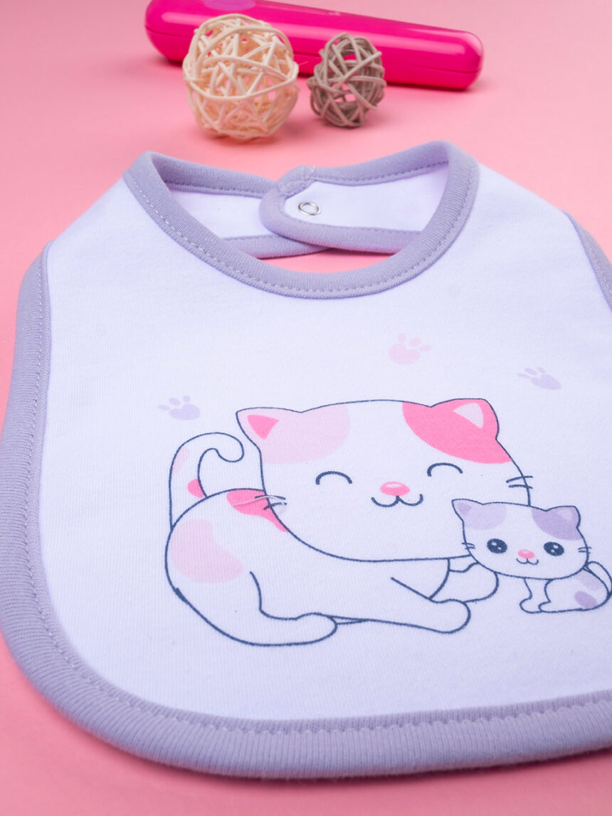 Babete de gatinho lilás para bebé - Prénatal