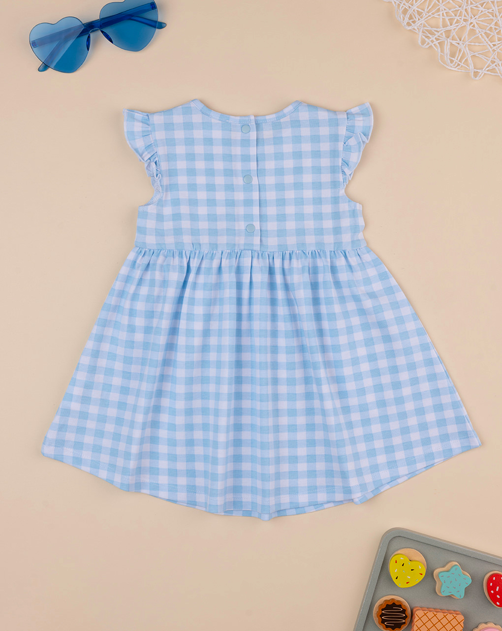 Vestido de verão xadrez azul para rapariga - Prénatal