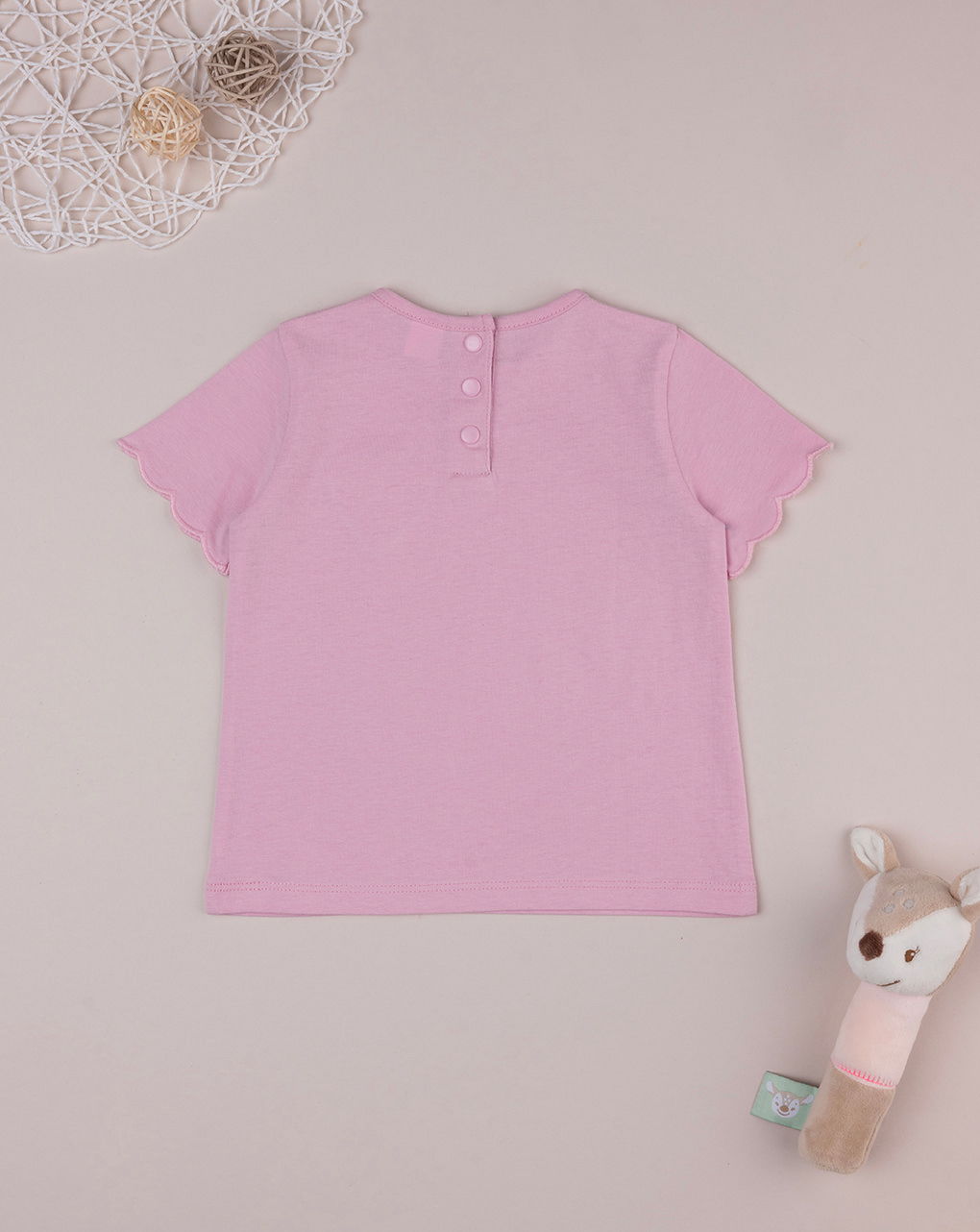 T-shirt cor-de-rosa de manga curta para rapariga - Prénatal