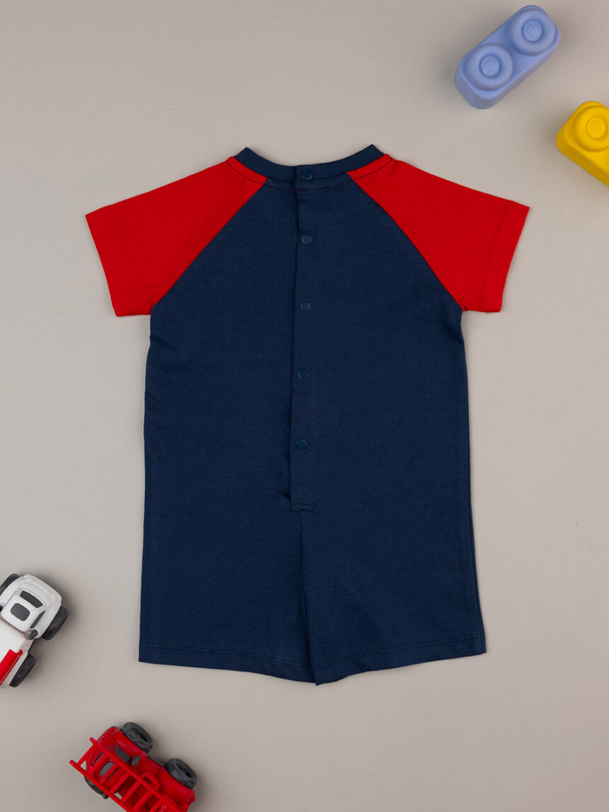 Pijama de bebé vermelho/azul com veículo - Prénatal