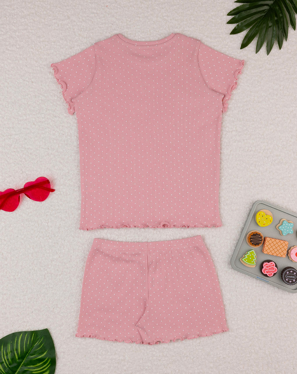 Pijama curto de duas peças cor-de-rosa para rapariga - Prénatal