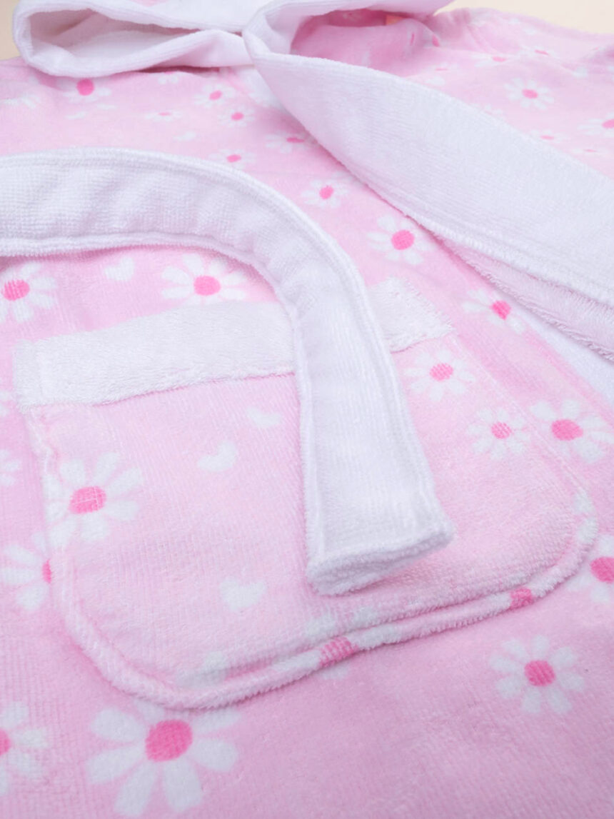 Roupão de banho de chenille rosa para bebé - Prénatal