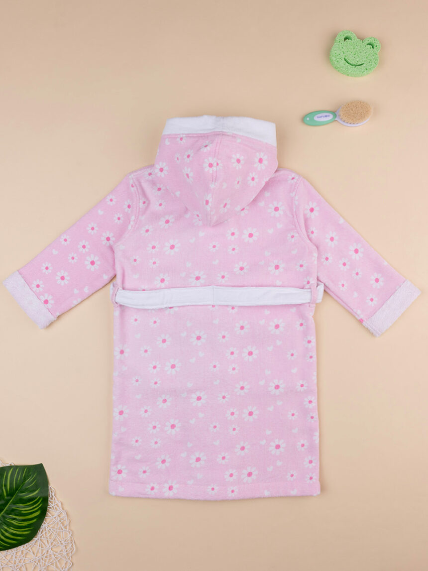 Roupão de banho de chenille rosa para bebé - Prénatal