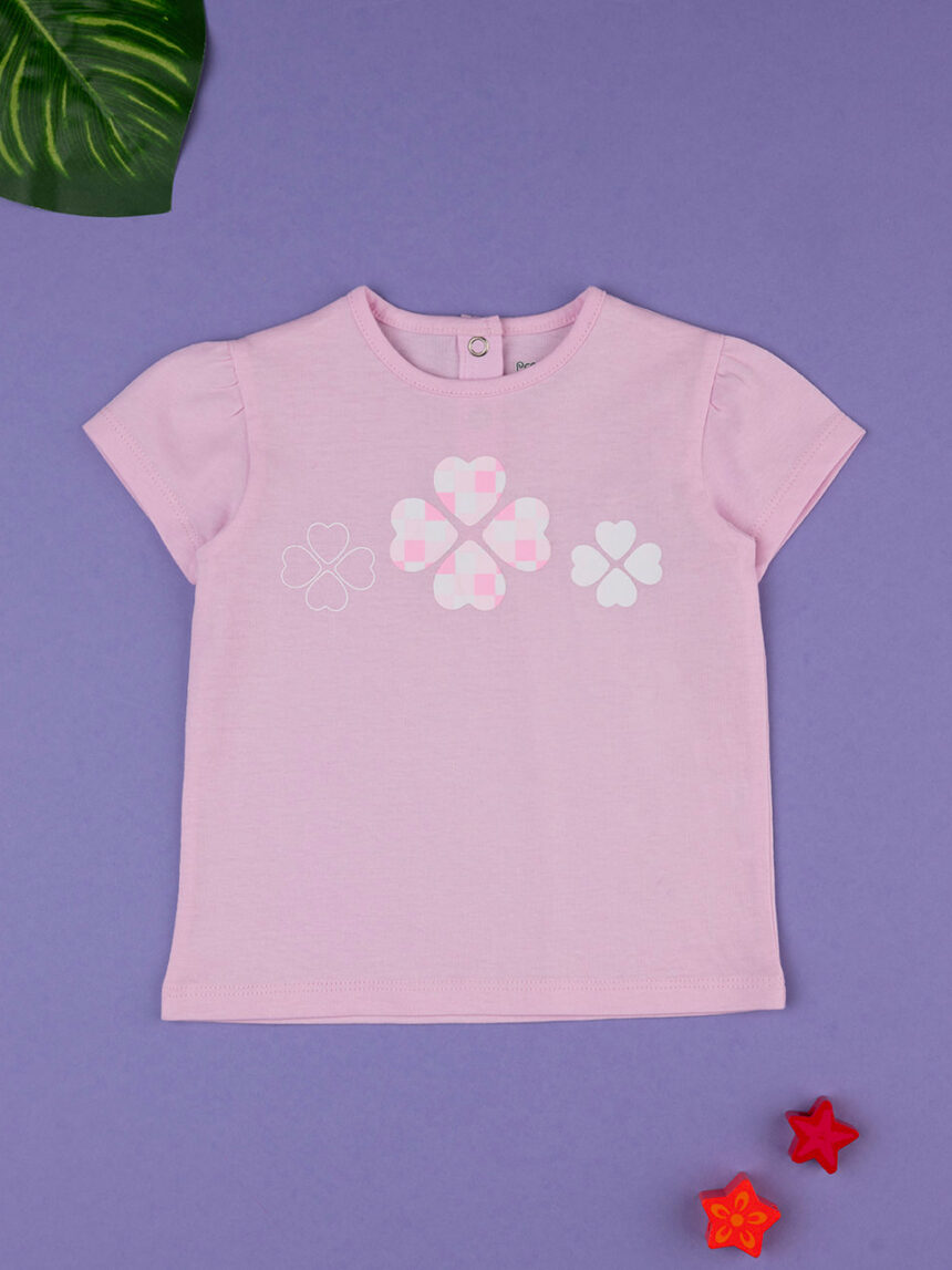 T-sirt rosa manga curta para bebé menina - Prénatal