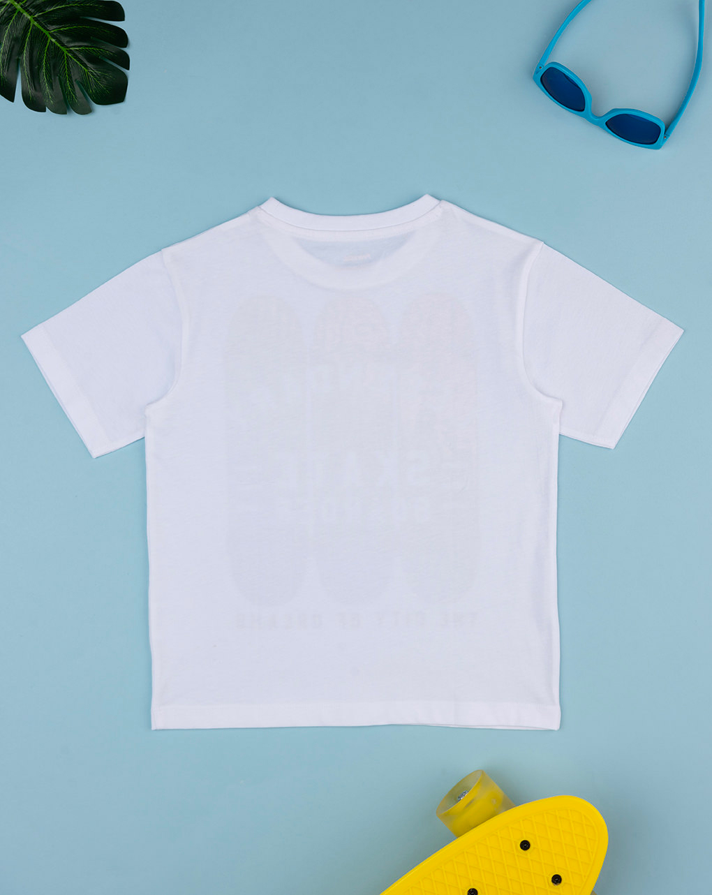 T-shirt branca de manga curta para criança com estampado - Prénatal