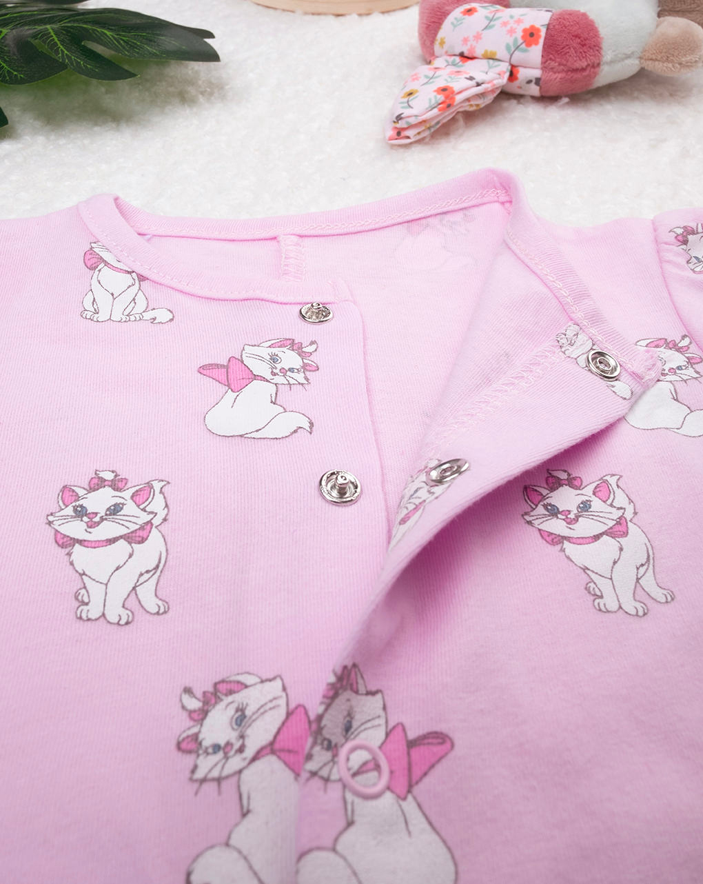 Fato de dormir em algodão orgânico rosa para bebé menina - Prénatal