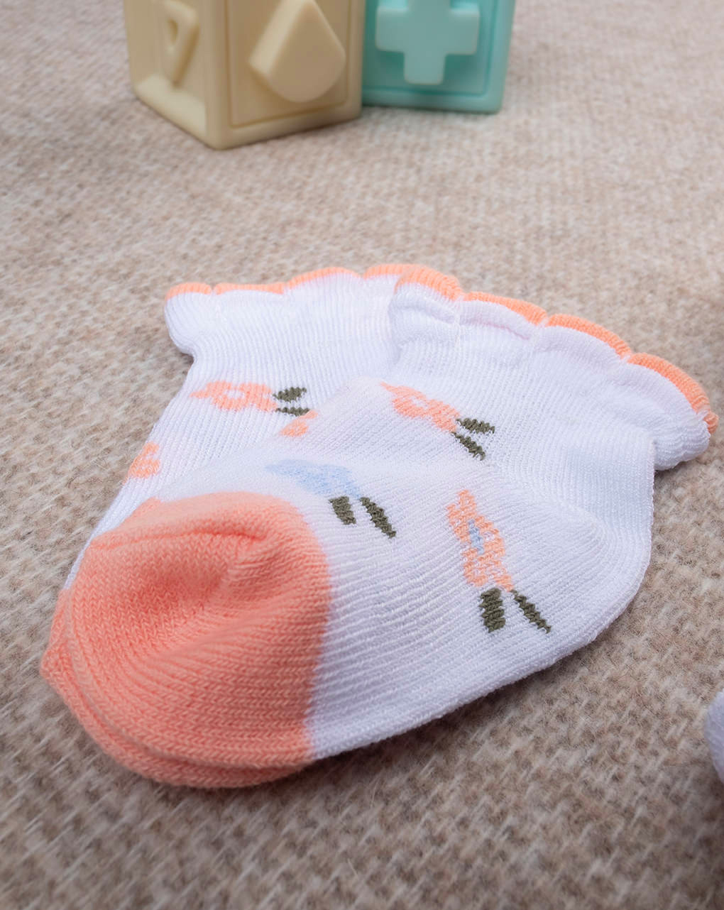 Pack 2 meias para bebé algodão orgânico laranja - Prénatal