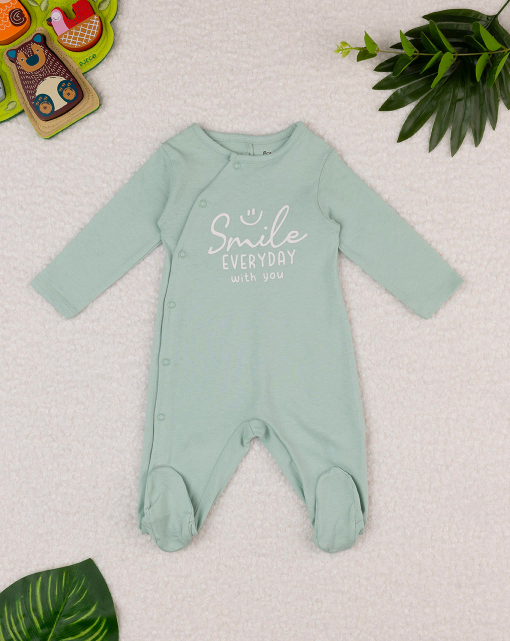 Fato de dormir verde para bebé com estampado - Prénatal