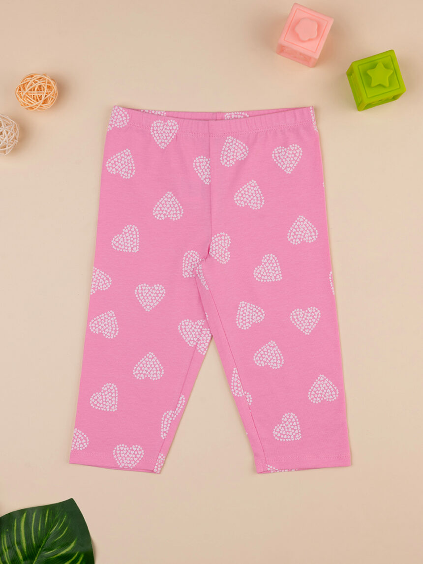 Leggings cor-de-rosa em forma de coração para rapariga - Prénatal