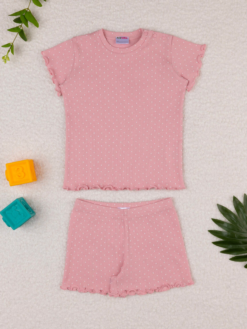 Pijama de duas peças cor-de-rosa para rapariga - Prénatal