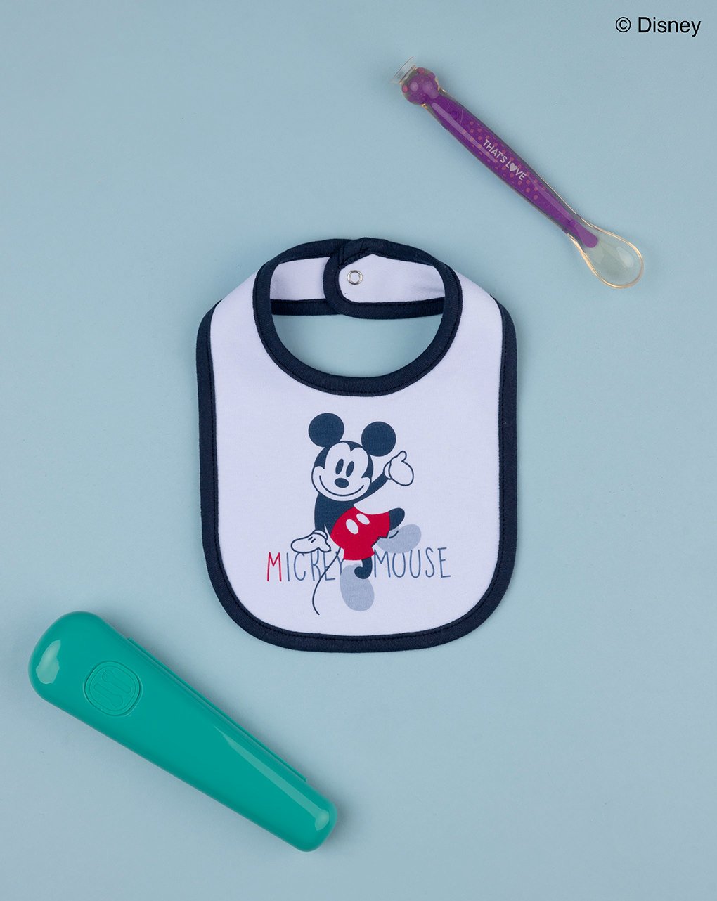 Babete para bebé mickey mouse azul - Prénatal