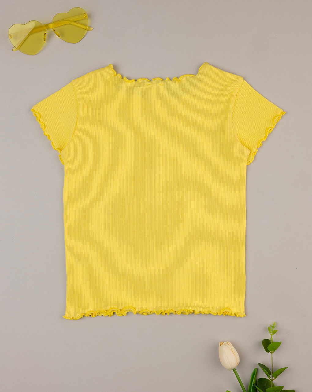 T-shirt amarela de manga curta para rapariga - Prénatal