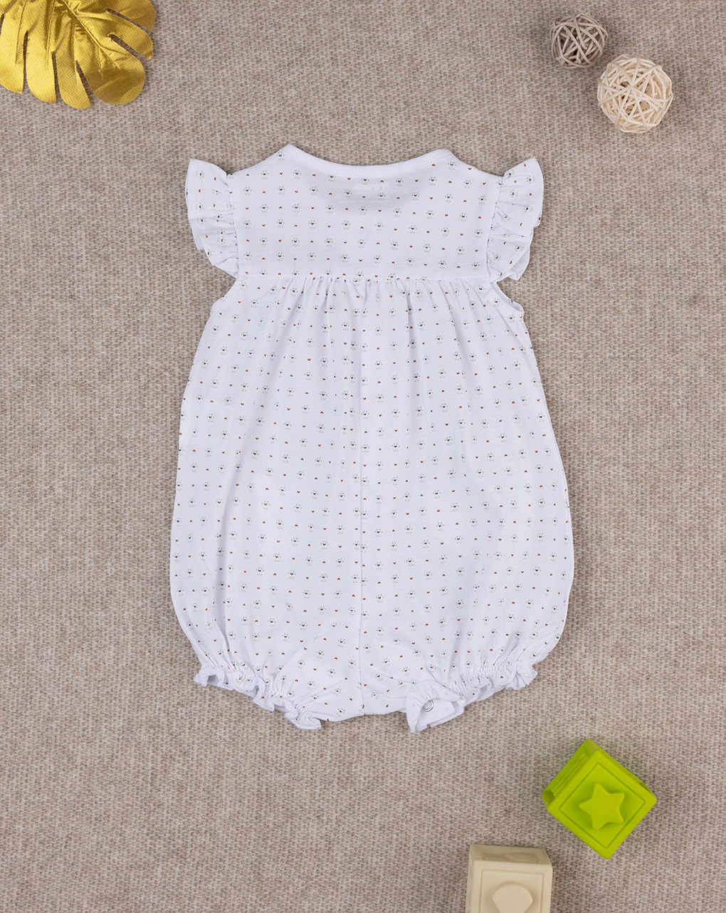 Macacão branco de algodão orgânico para bebé menina - Prénatal