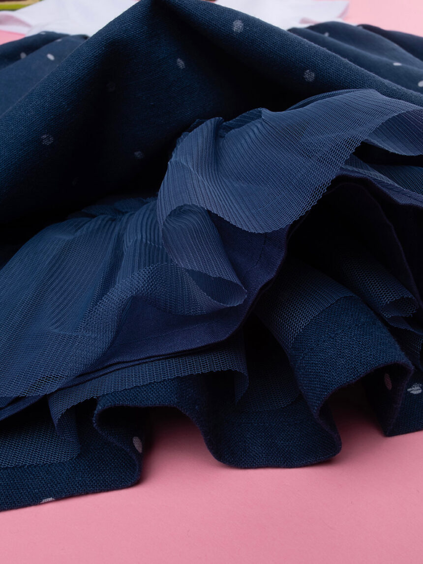 Vestido de linho com saia de bolinhas azuis - Prénatal