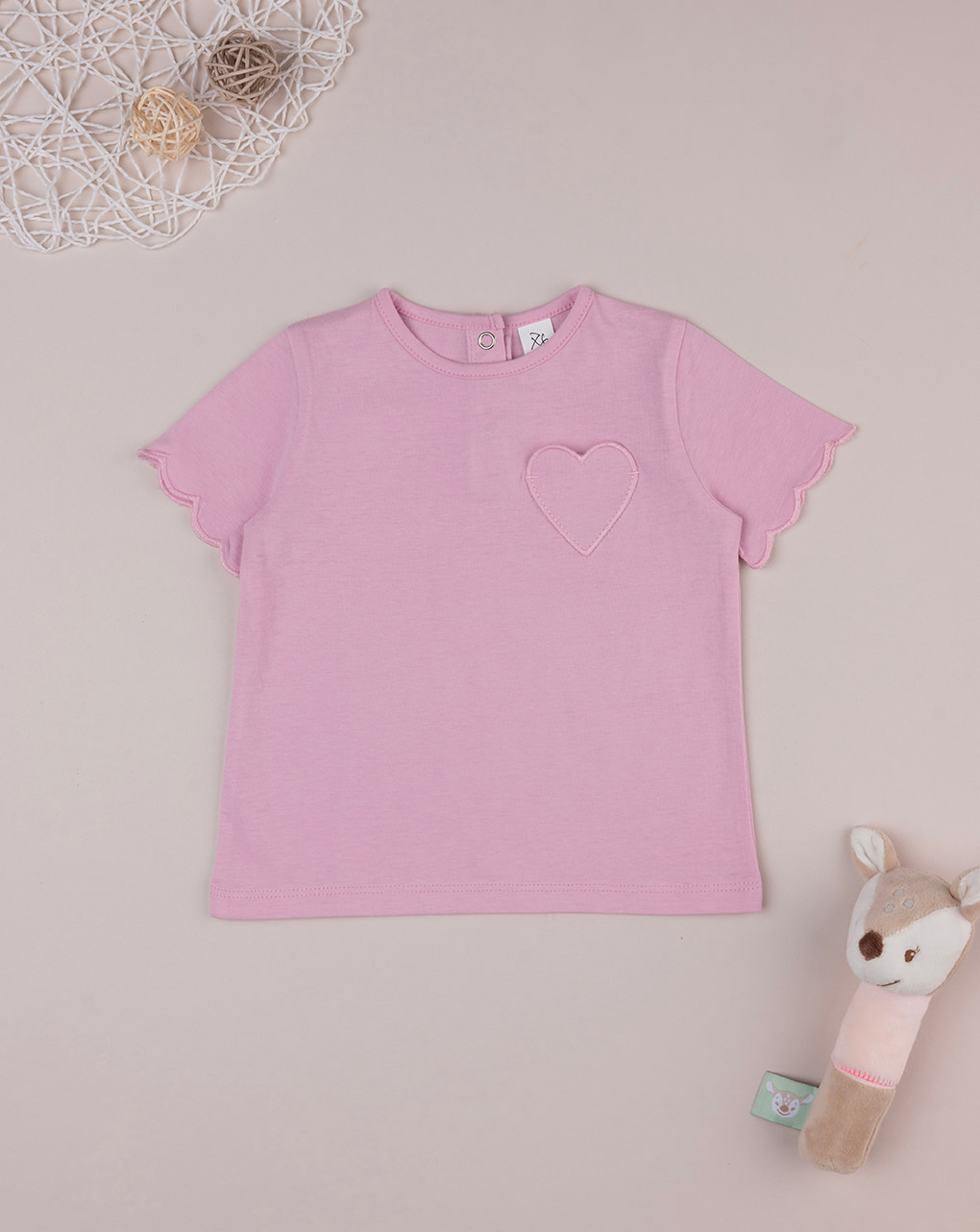 T-shirt cor-de-rosa de manga curta para rapariga - Prénatal