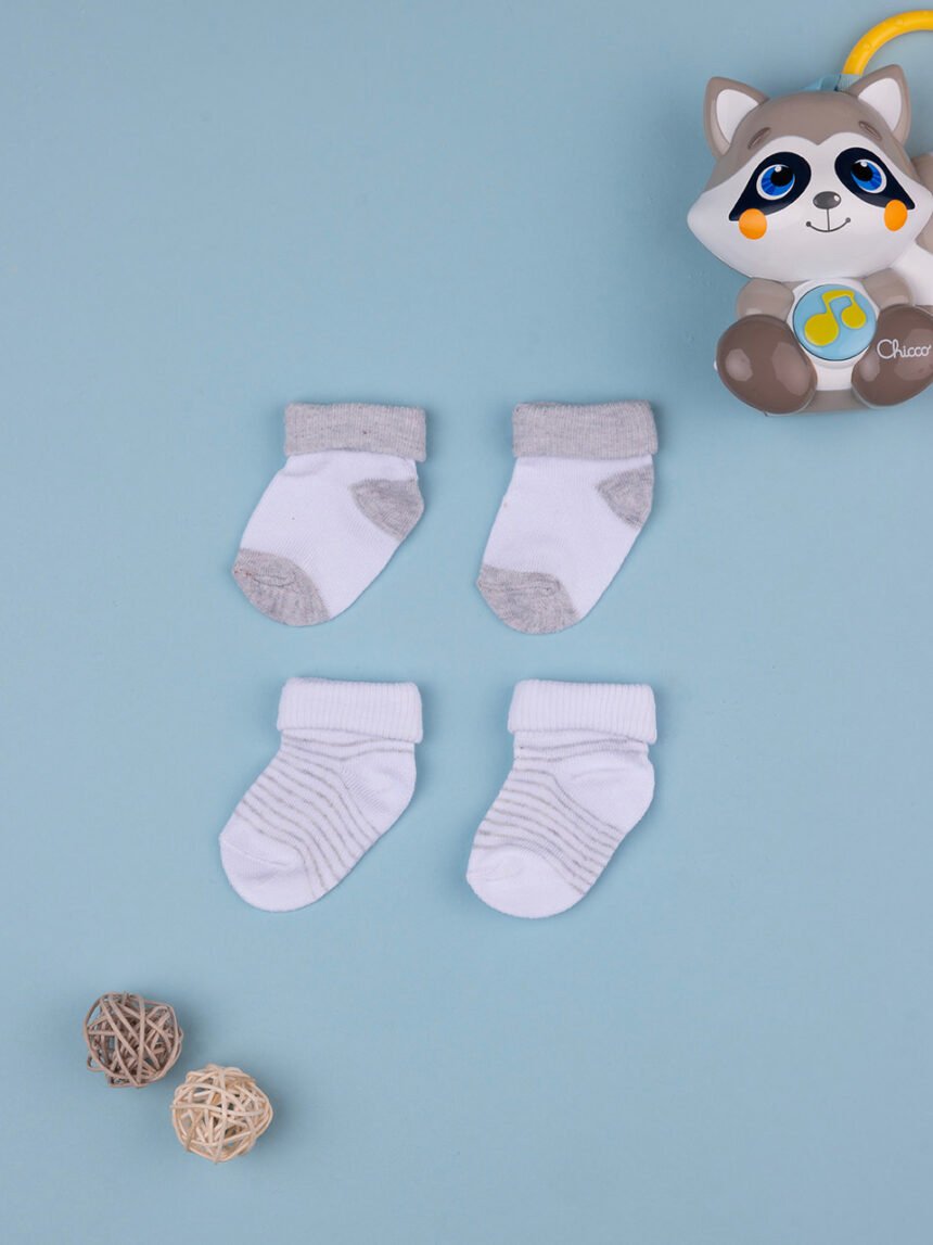 Conjunto de 2 meias para bebé recém-nascido biambo e cinzento - Prénatal