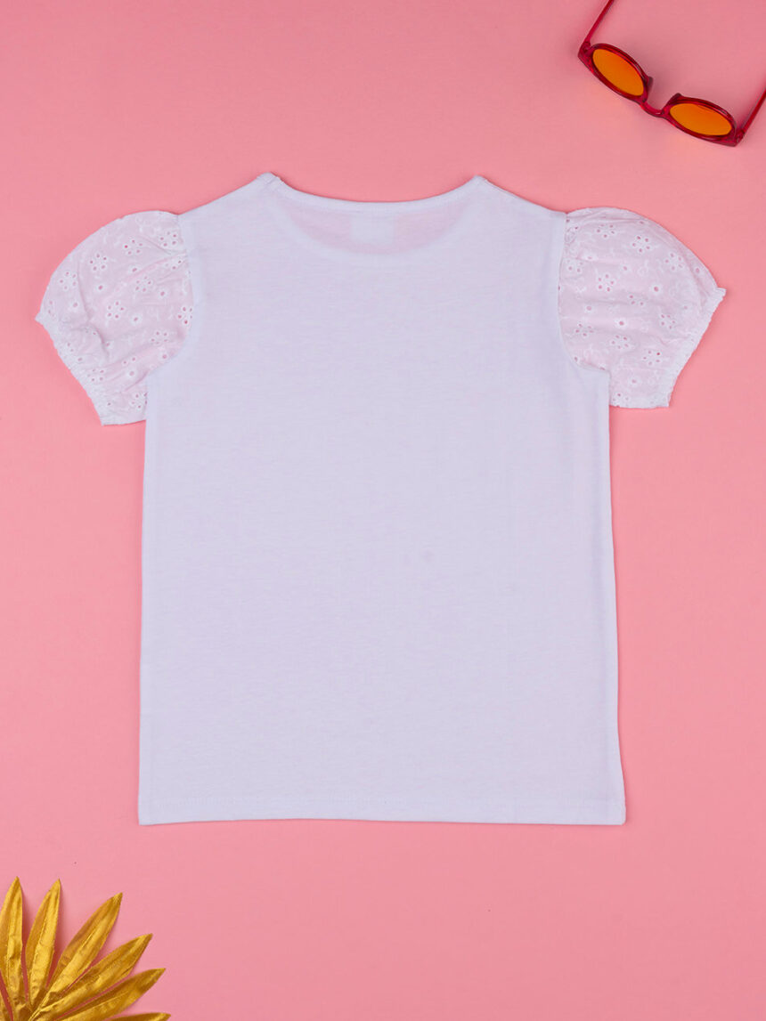 T-shirt bianca bambina sangallo - Prénatal
