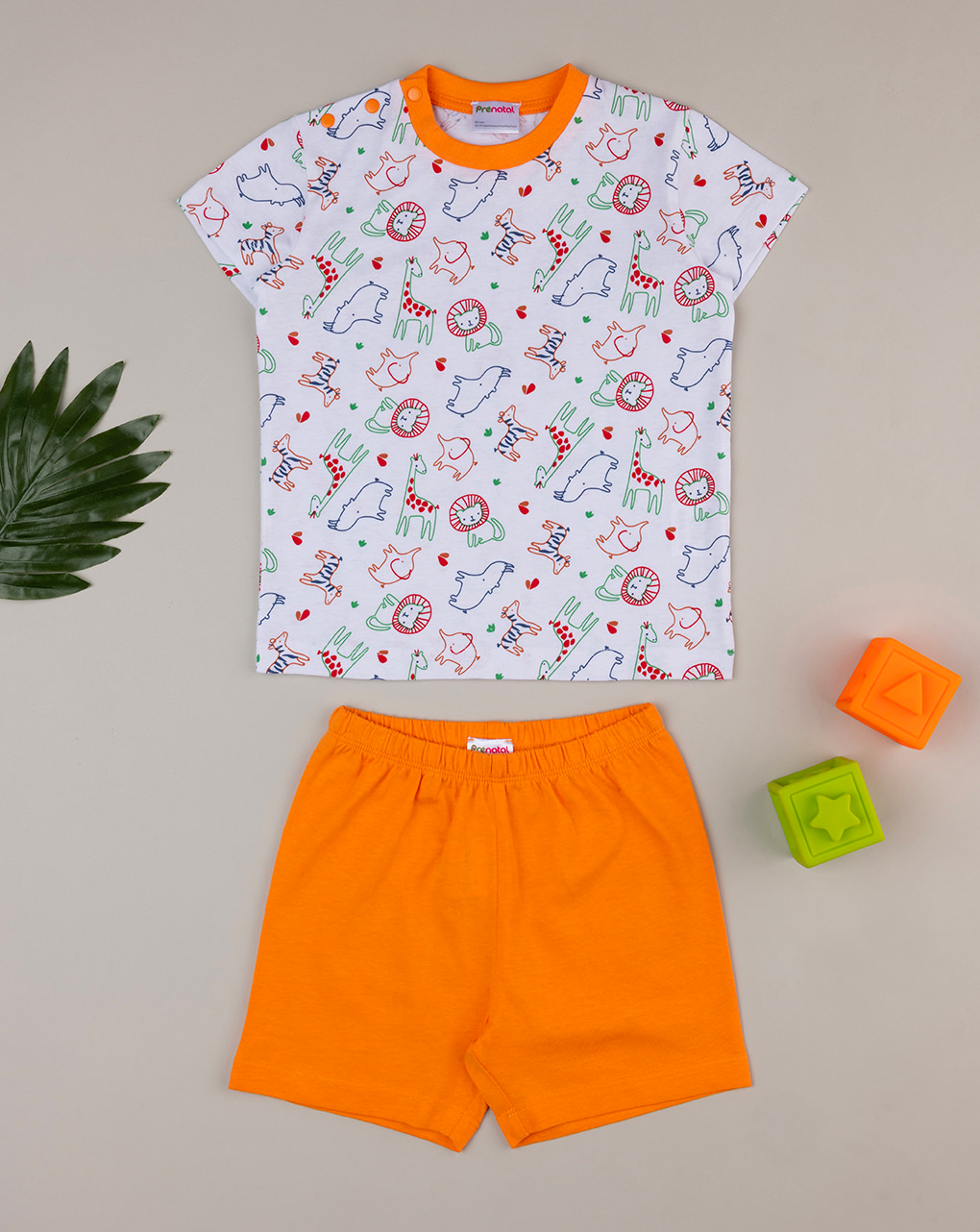 Pijama de animais laranja para bebé - Prénatal